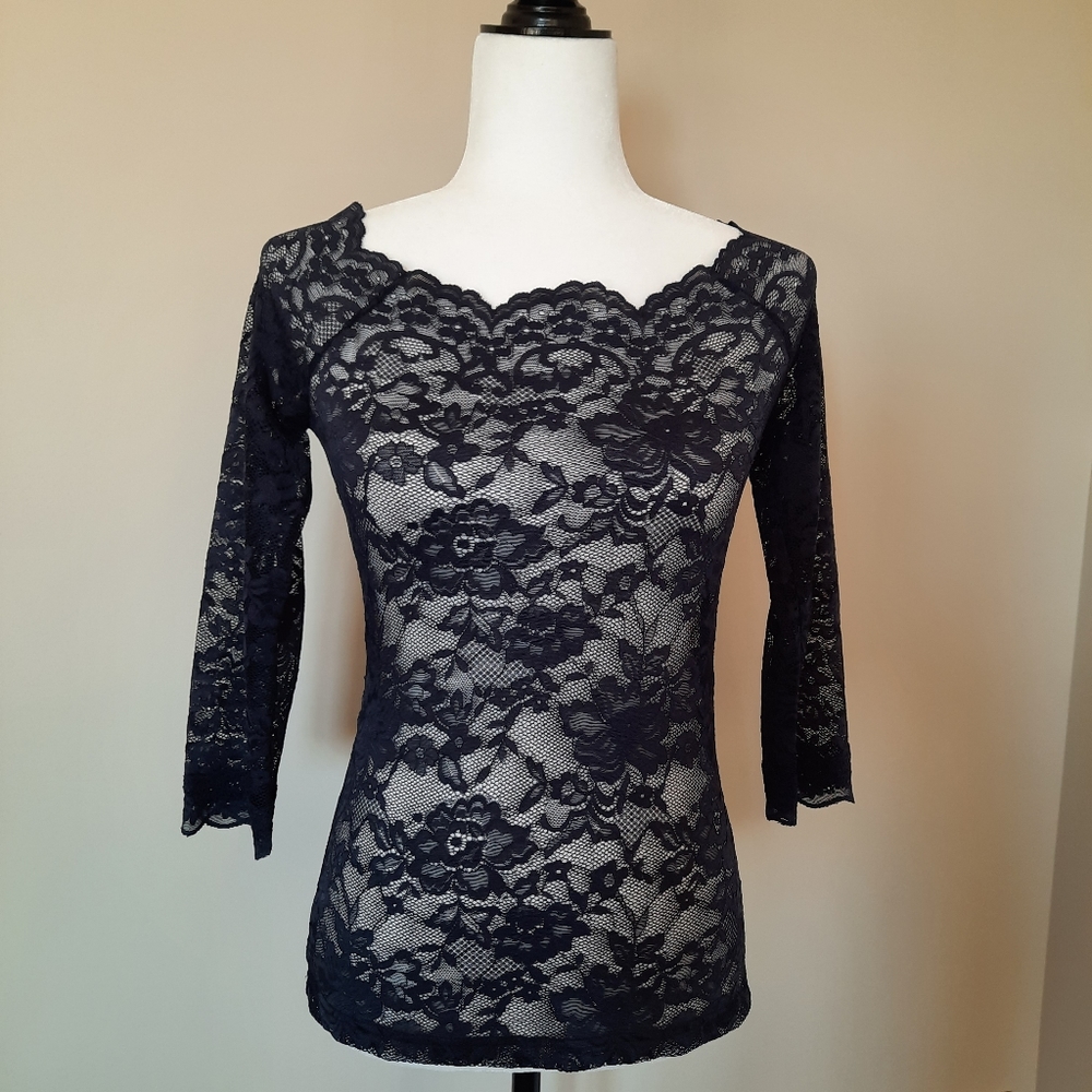 Navy Lace Top Size Small